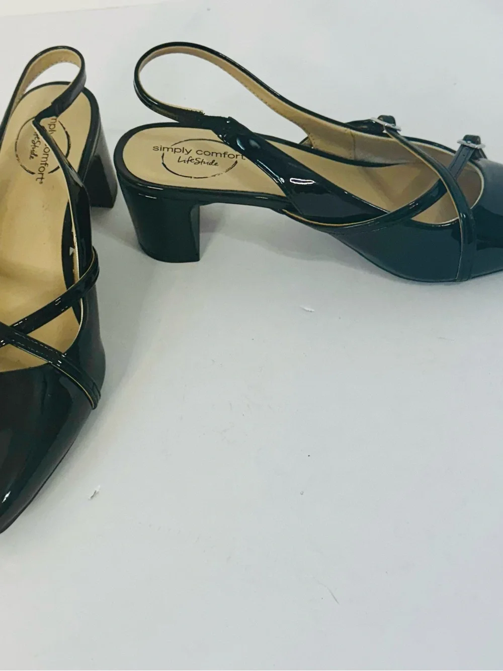 Life stride Easy Comfort Black Patent Slingback Heel - Women's